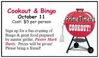 PrimeTimers Cookout & Bingo 